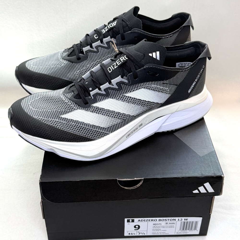 Adidas Adizero Boston 12 Shoes - Black and Gray